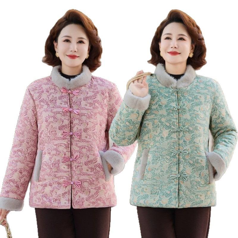 Mom Autumn and Winter Velvet Cotton-padded Jacket, New Thermal Top, Mother Middle-aged and Elderly Cotton Clothes