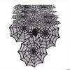 1 peça Corredor de Mesa Teia de Aranha de Halloween Toalha de Mesa de Renda Preta Decoração de Mesa de Halloween Suprimentos para Festa de Festival