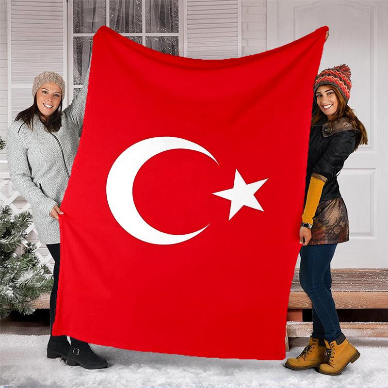 1pc TURKIYE Theme Blanket - Digital Print, Polyester, Cozy for All Seasons, Perfect for Outdoor, and Travel