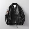 Herren Trendy Amerikanische Arbeitskleidung PU-Leder Baseballkragen Jacke - Warm und Lässig für Frühling und Herbst
