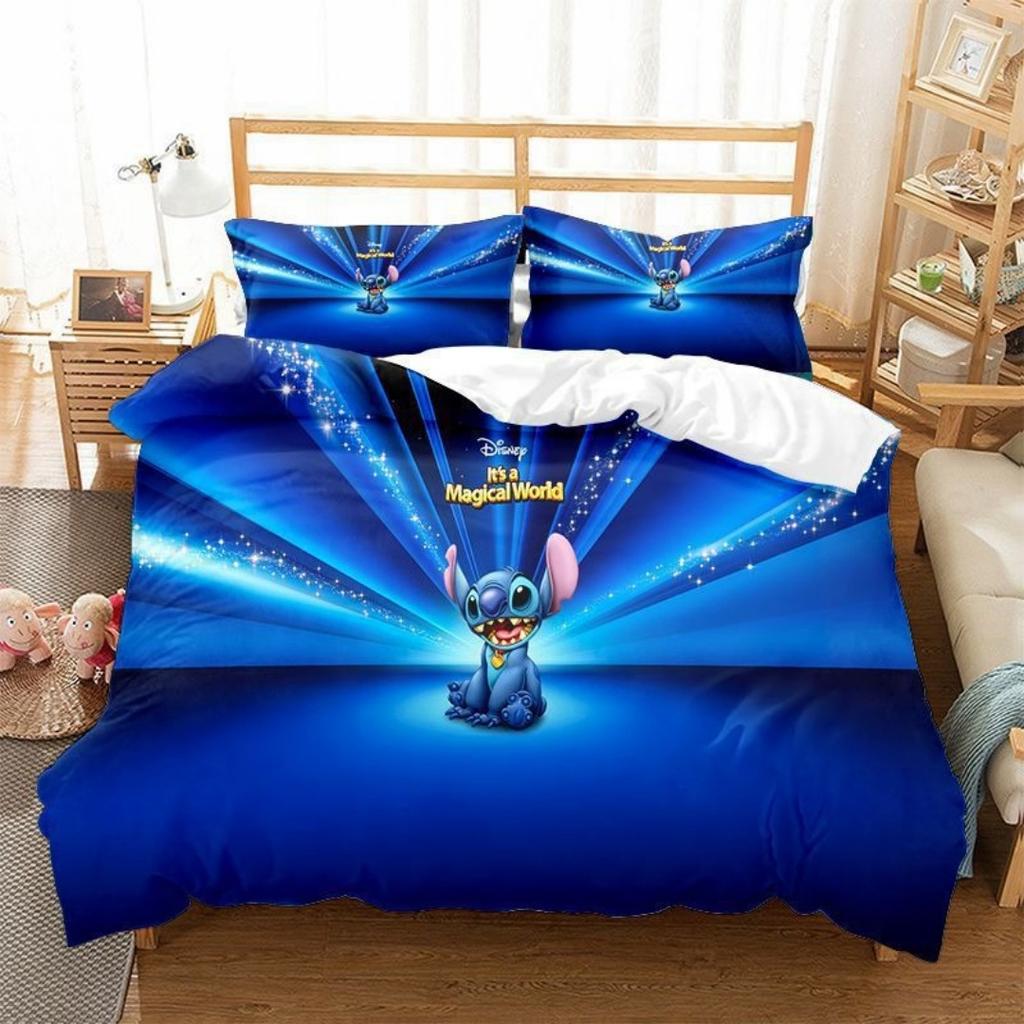 Hot Sale 3D Cool Stitch Cute Anime Kids Duvet Cover Sets Cartoon Bedding Set Children Room Bed Pillow Case for Teens Gifts