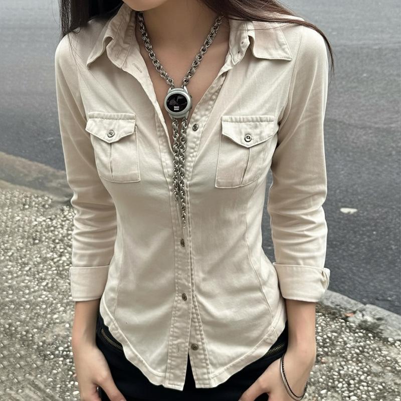 Women's Clothing European and American Tooling Style Zipper Stand-up Collar Jacket Top Simple Spice Girl Casual Versatile and Thin Short Coat