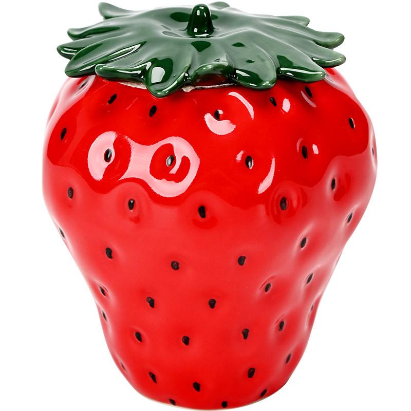 Strawberry Tea Can Chinese Creative Ceramic Black Tea Storage Jar Sealed Jar Moisture-proof Mini Storage Jar Personality