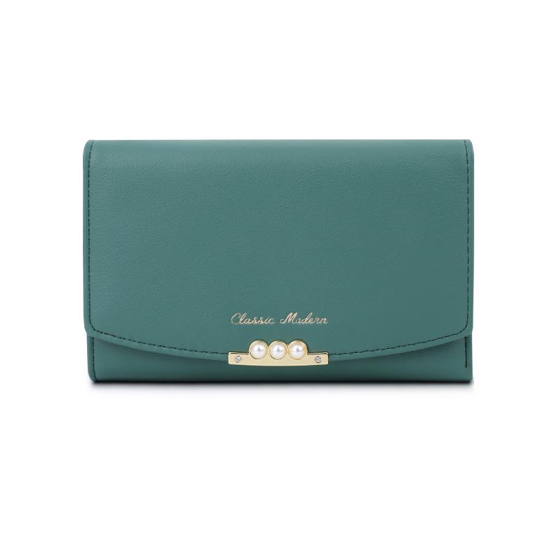 Tailian Pearl Wallet: Multi-Card Slot PU Leather Ladies' Wallet