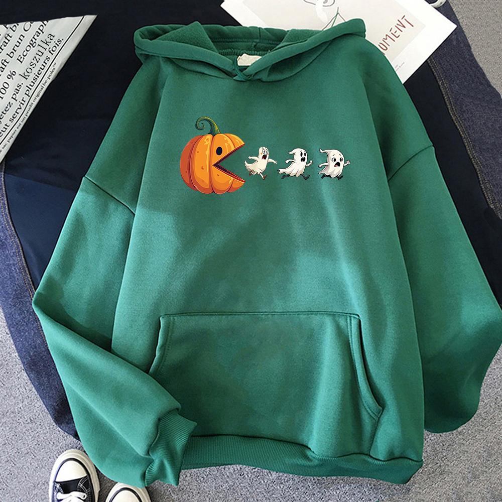 Funny Pumpkin Eating Ghosts Hoodie Women/men Hoodies Autumn Winter Clothes for Halloween Gifts Aesthetic Sweatshirt Vintage