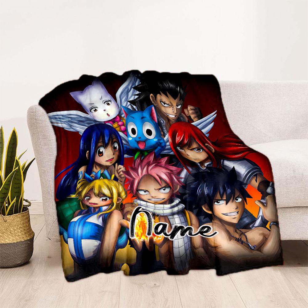 Fantasy Anime Characters Personalized Text Blanket Gift Customizable Blanket Comfortable Perfect for Bed Living Room Home Decor Seaside