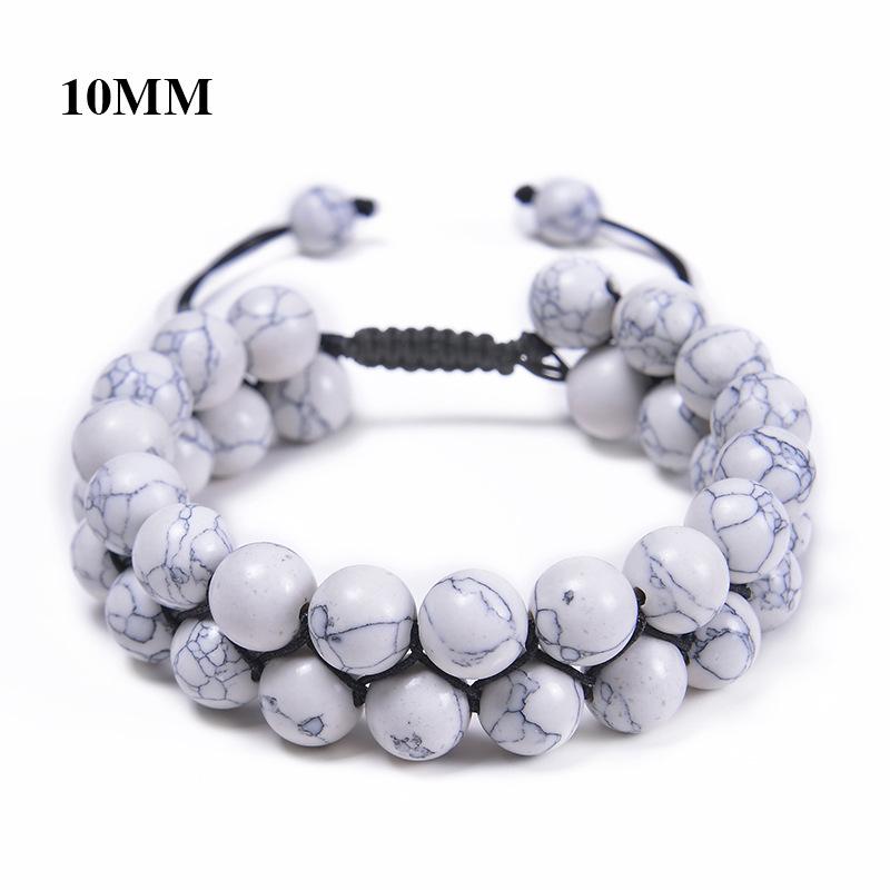 

Браслет з натурального тигрового ока та чорного агату в два шари з гематитовими намистинами