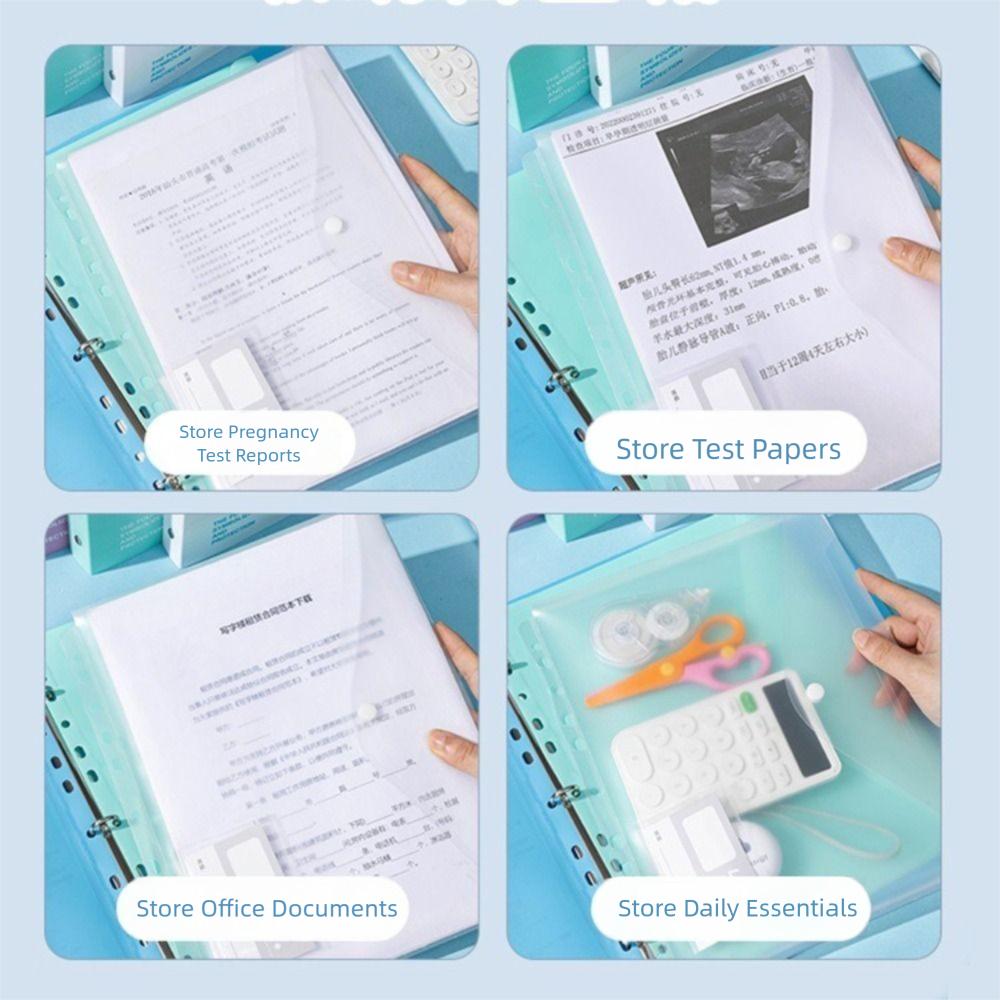 New PP A4 File Folder 3 Hole Dustproof Data Folder Waterproof Large Capacity Document Display Book Office