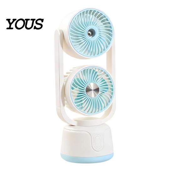 Travel Fan with Mist Misting Cooling Fan, Portable USB Handheld Water Three Speed Spray, Desktop Mini for Office Home, Personal Humidifier