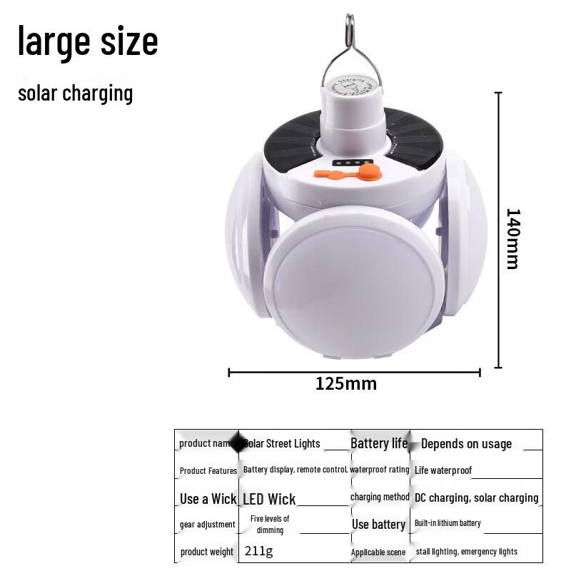 Outdoor LED Solar Rechargeable Camping Light