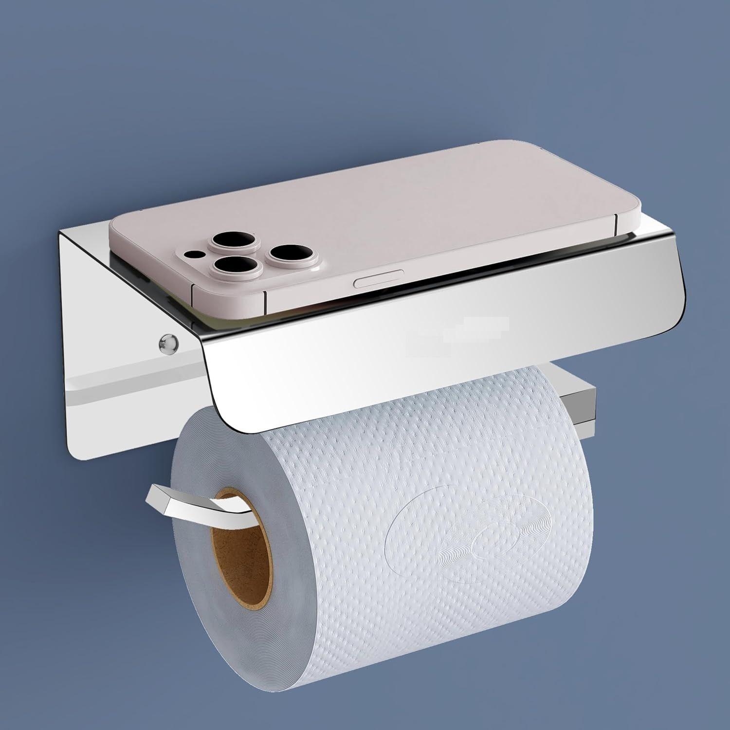 

Toilet Paper Holder/Toilet Paper Roll Holder with Mobile Stand/Toilet Paper Roll Holder Stand/Bathroom Accessories (Chrome)