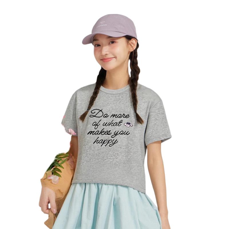 Deesha Girls' Summer Embroidered Short Sleeve T-shirt