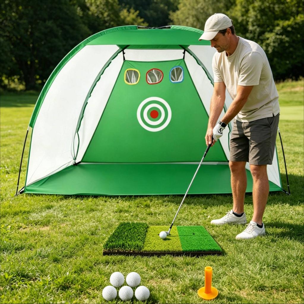 Golf Hitting Net Portable Golf Chipping Net Set Sports Training Equipment Shock Resistant Carry Bag Included For Beginners