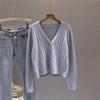 V-Neck Cardigan Women Short Knit Korean Style Blend Fabric Lightweight Shawl Collar Casual Outerwear Long Sleeve Comfortable Cover-Up