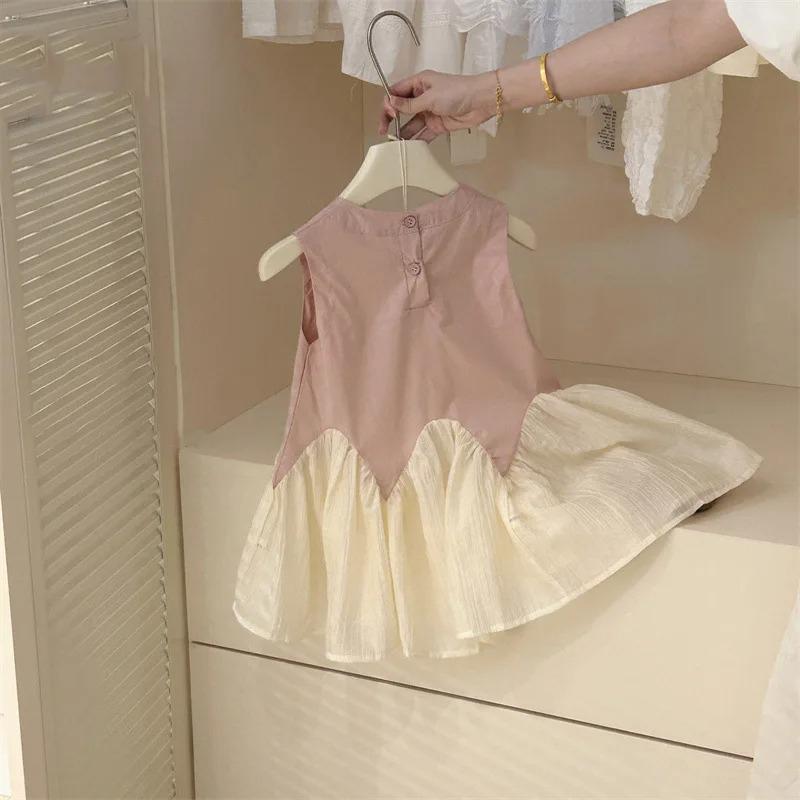Girls Sleeveless Vest Princess Dress Summer Children Clothing Patchwork Fishtail Dress Soft Comfort Fashion Cute Sweet