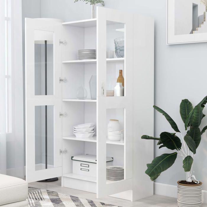 Bookcase/Window Cabinet - SWEETY - White 82.5x30.5x150 Cm Engineered Wood B362