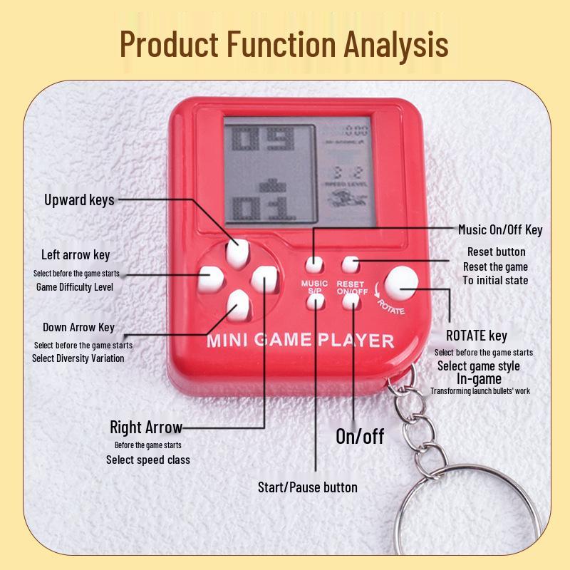 Mini Handheld Tetris Game Console Keychain Toy