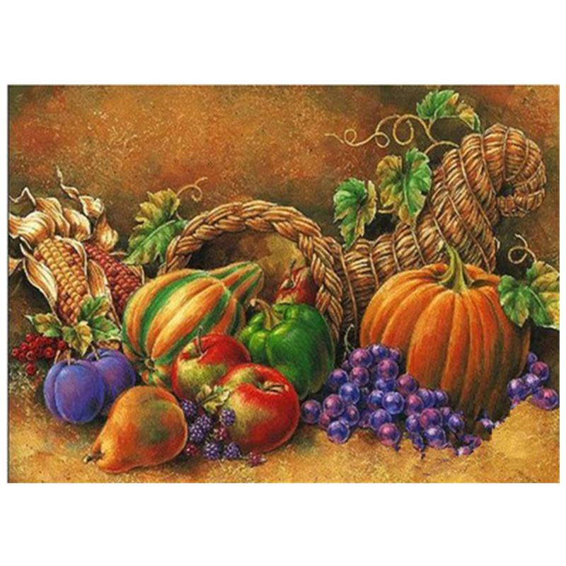 5D Diy Diamond Painting Fruit Set Kit Full Drill Round Diamond Embroidery Mosaic Picture of Rhinestones Home Decoration