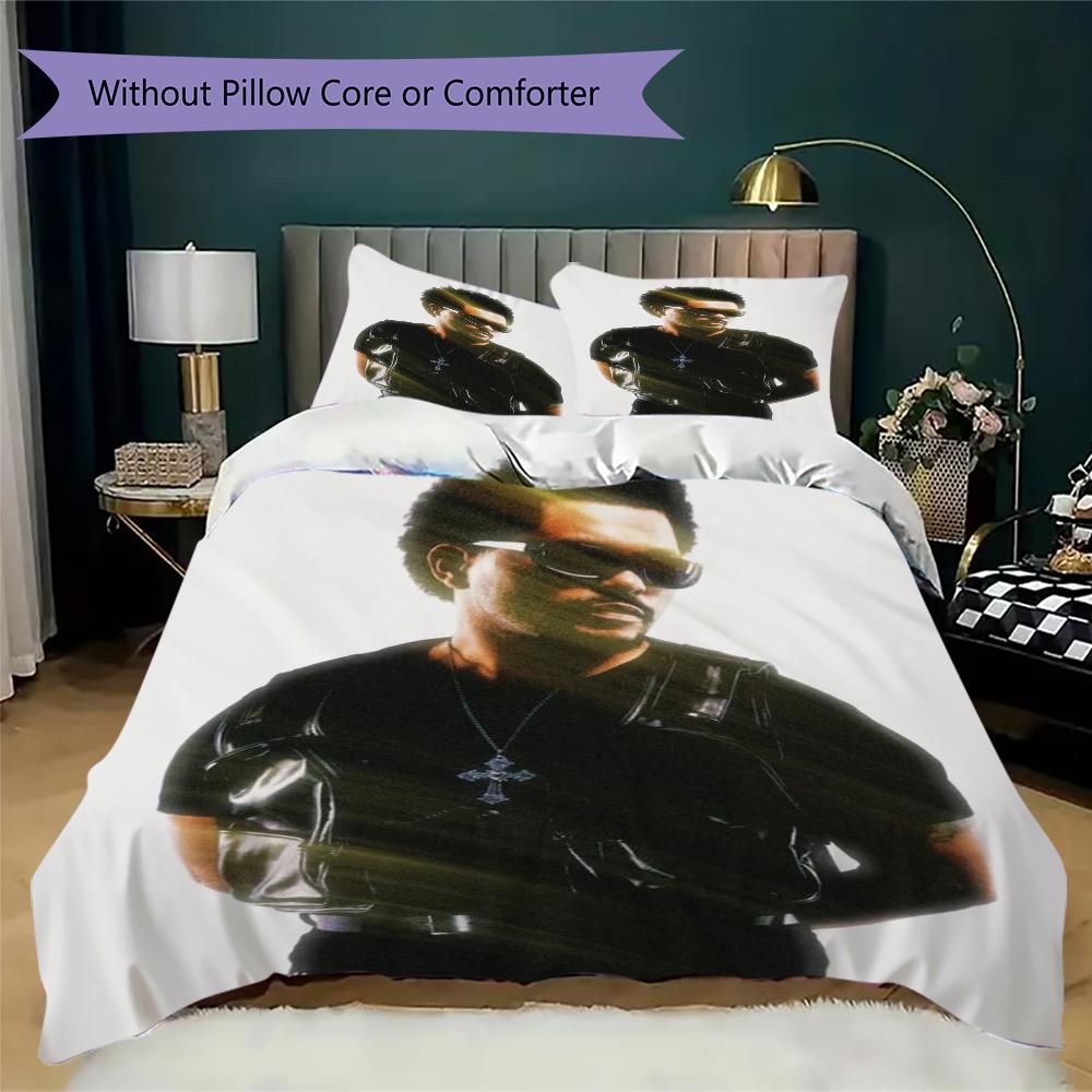 The Weeknd Pattern Bedding Uilt Set Uilt Cover Pillowcase Home Decoration Birthday Gift (1 * Duvet Cover + 2 * Pillowcase Without Core)