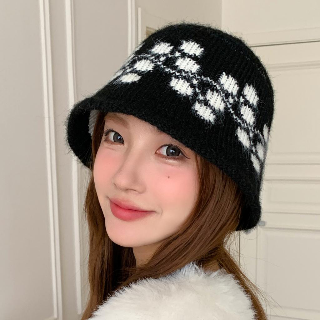 Vintage Jacquard Knitted Hat Autumn Winter Bucket Hat, Women's Hat Warm Ear Protection Beanie Wholesale