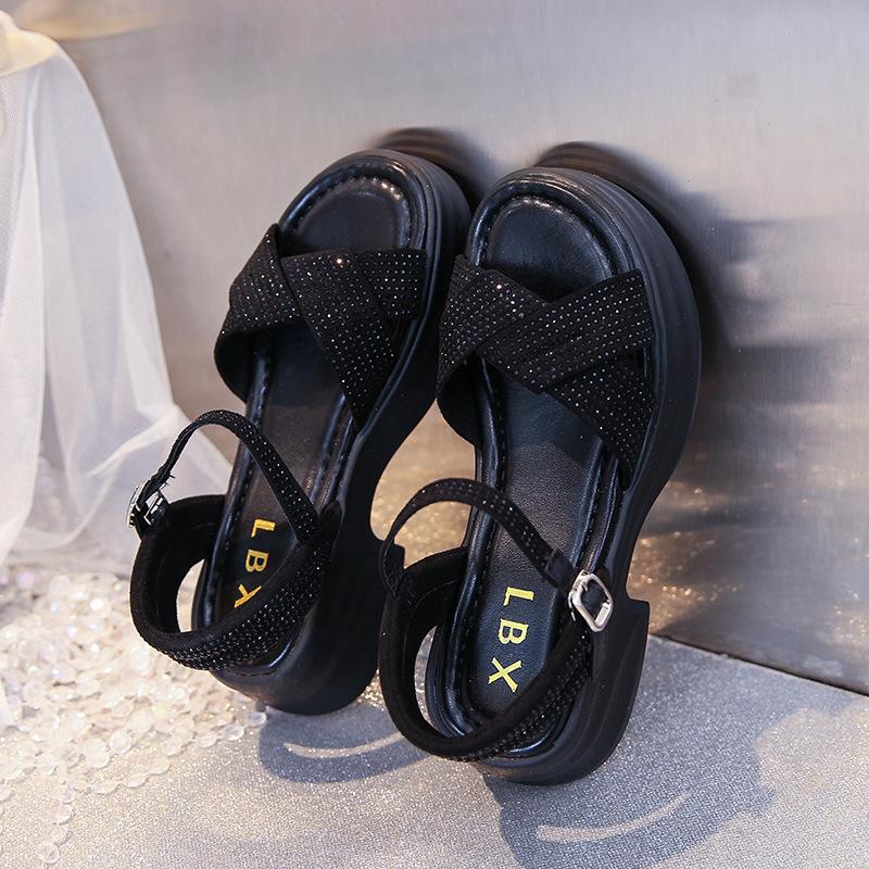 

Platform sandals women s fashion new versatile sandals women s open-toe cross strap 40 чёрный