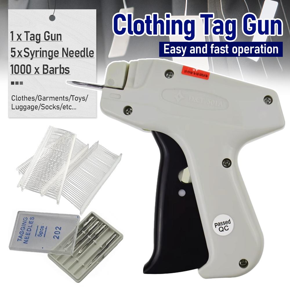 1Set Clothes Garment Price Label Tagging Tag Gun Tools Machine +5 Steel Needles+1000 Barbs Labeller Machine Sewing Tools