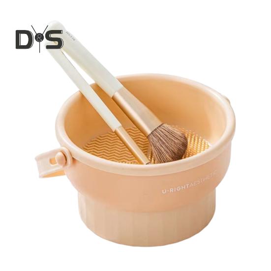 

Силиконовая подставка для чистки кистей для макияжа, подставка для хранения, многоразовые косметические кисти, портативный инструмент для чистки, коврик для чистки кистей для макияжа, чаша бежевый