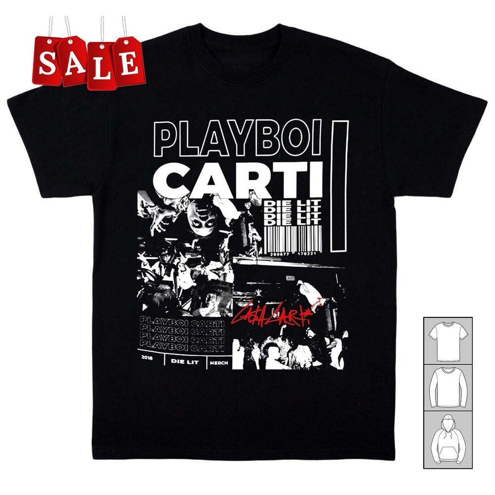 Новая футболка Playboi Carti die lit Рождественский подарок Унисекс S5XL Футболка BI165 Унисекс Футболка M