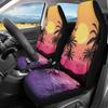 Bulopur Multicolor Polyester Universal Fit Car Truck SUV Van Automotive Seat Covers, 2pcs Front, Hibiscus Floral & Sea Turtle Print