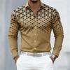 10 Colors of Men's Shirts, Fashionable Geometric Pattern Print Long Sleeve Shirts, Personalized Trendy Slim Lapel Casual Shirts