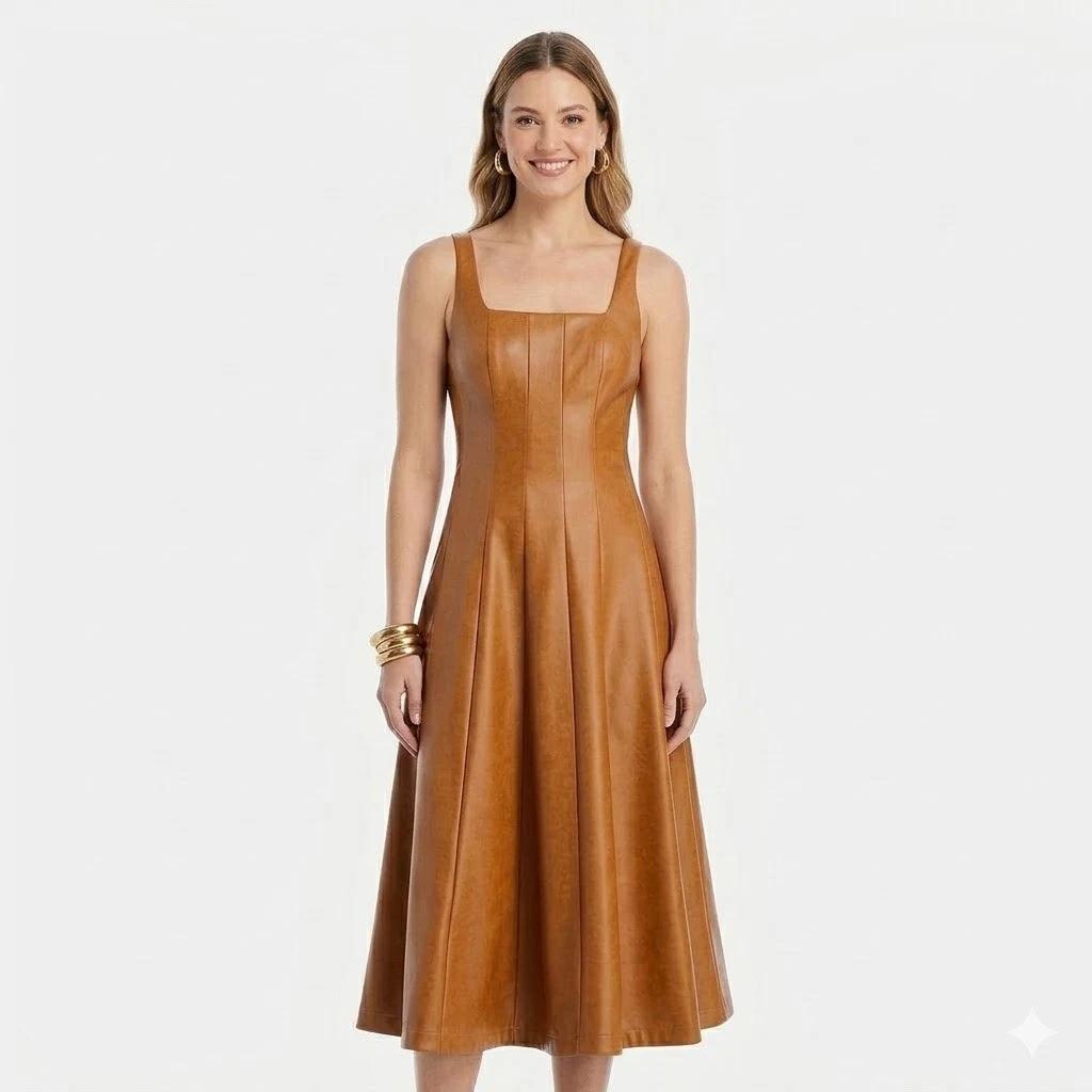 Stylish Elegant Fit Handmade Genuine Real Lambskin Leather Women Soft Dress Tan S дубильная кора