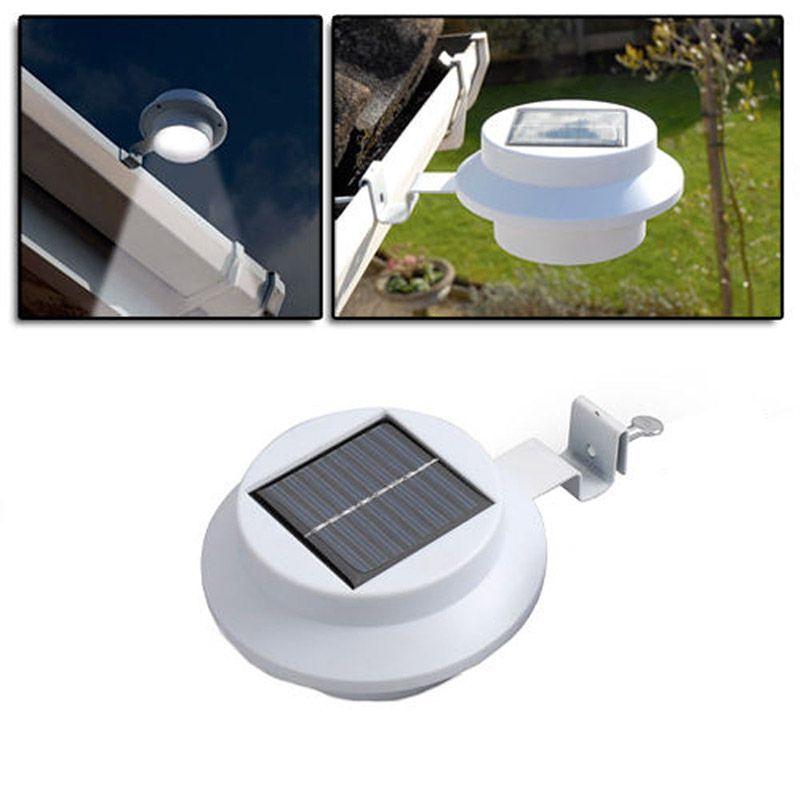 Power New Solar Powered Outdoor Garden Light Gutter Fence 3 Led Wall Lamp Bulb