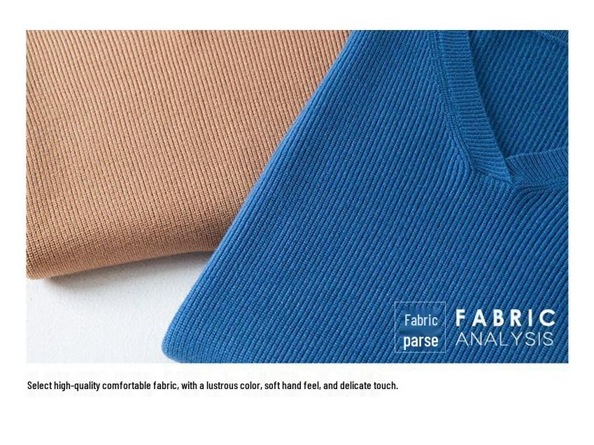 Plus Size Women's V-Neck Knitted Pullover Sweater - Autumn/Winter Loose Fit