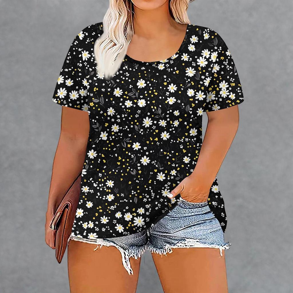 Damenmode Lässig Sommer Übergröße Druck Tops