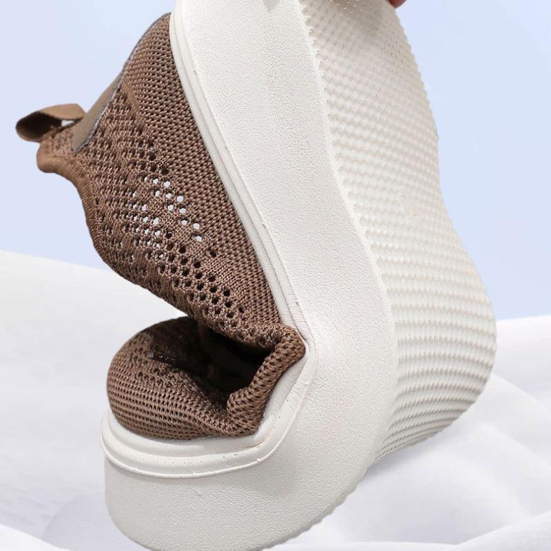 Womens Mesh Shoes Breathable Casual Shoes Fashion Thick-Soled Sneakers for Women Lace Up Platform Vulcanized Shoes Zapatos Mujer