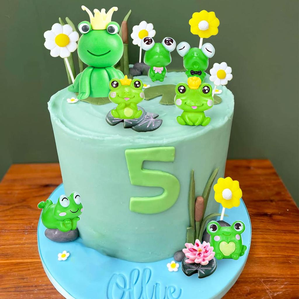 Frog Cake Topper Garden Cake Decoration Daisy Cake Decoration Garden Party Decoration Girls Birthday Gift