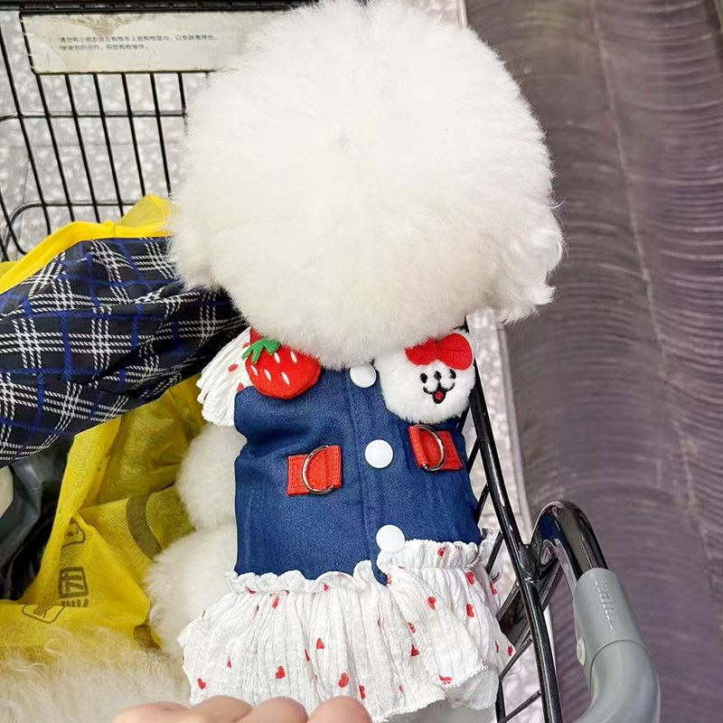Pet Clothes, Dog And Cat Clothes, Summer Thin Traction Denim Vest Skirt, Teddy Bichon Small Dog