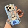 Applicable Apple 17PRO Couple Mobile Phone Case Judy Nick iPhone16 Cartoon Leather Pattern Mirror Bracket Case
