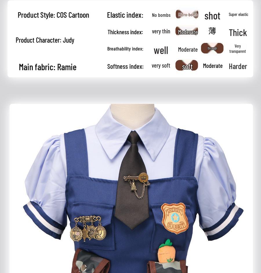 Judy Hopps Zootopia Police Officer Cosplay Costume for Women