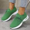 Fashion Breathable Knitted Sneakers for Women Green Lightweight Slip On Running Shoes Woman Comfort Non Slip Casual Sport Shoes