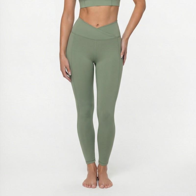 Womens High Waist V-Cut Yoga Leggings 9/10 Length Compression Fitness Pants Gym Running Cycling Outdoor