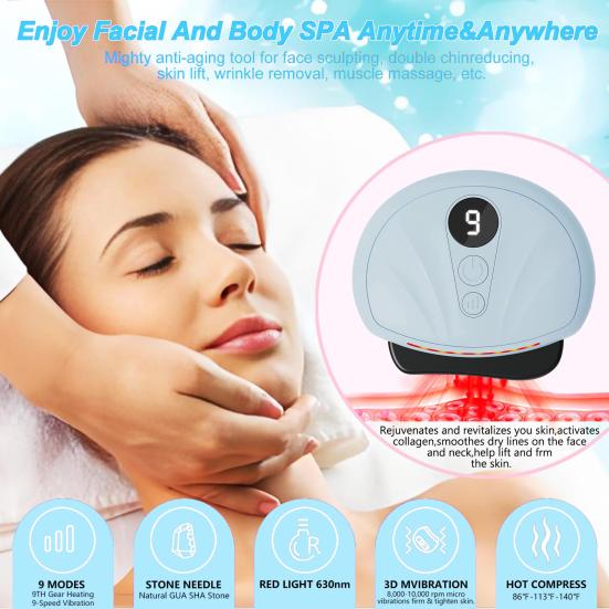 Electric Facial Massager Digital Display Compact Face Massager with Heat Portable Rechargeable Anti-Aging and Vibration