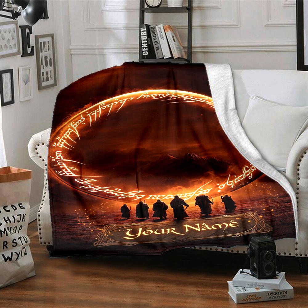 Lord Rings Personalized Text Blanket Multi-purpose Personalized Blanket Warmthful Decor Perfect for Nap Living Room Couch Office for All Occasions