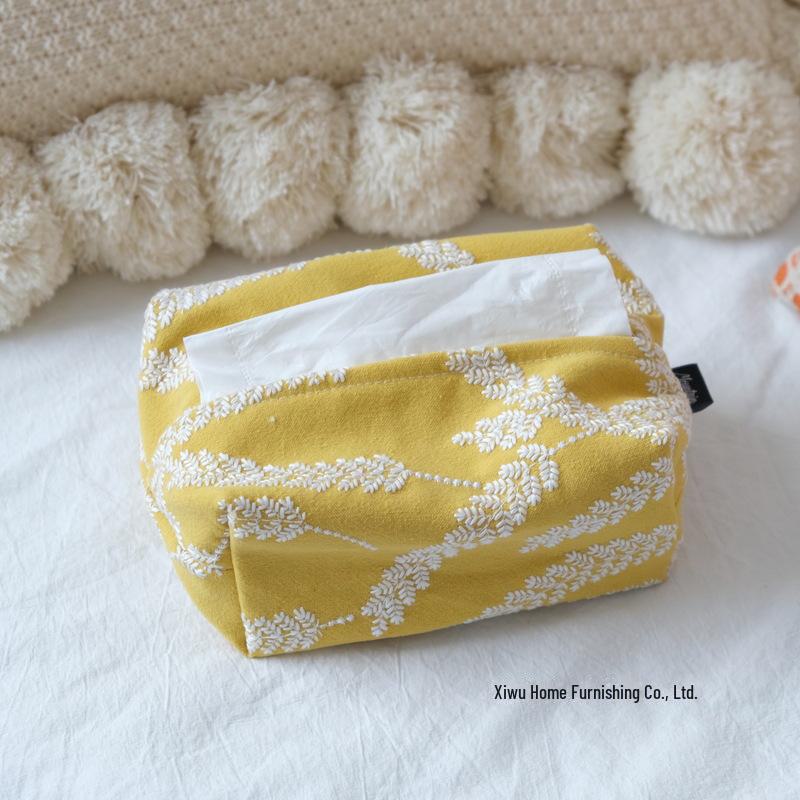 Husă de șervețel japoneză pentru tamburină - model cu margarete galbene mici și carouri albastru-verde