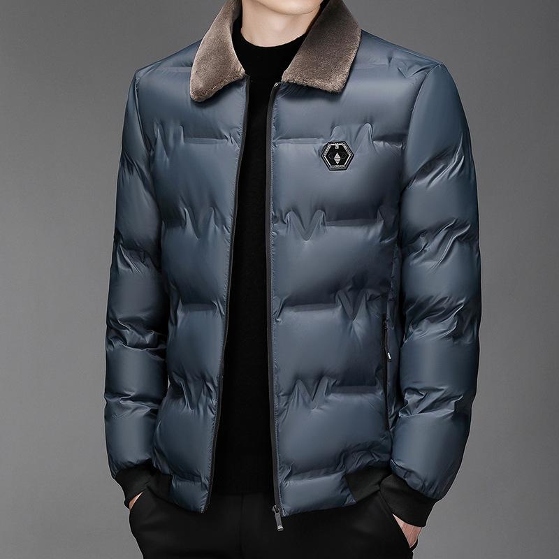 Jacket Cotton Coat Men's Wool Collar Cotton Parkas Winter Windproof Warm