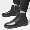 New Arrival Mens Short Boots Autumn Winter High Top Casual Shoes Side Zipper Male Chelsea Boots Solid Color Business Shoes Botas