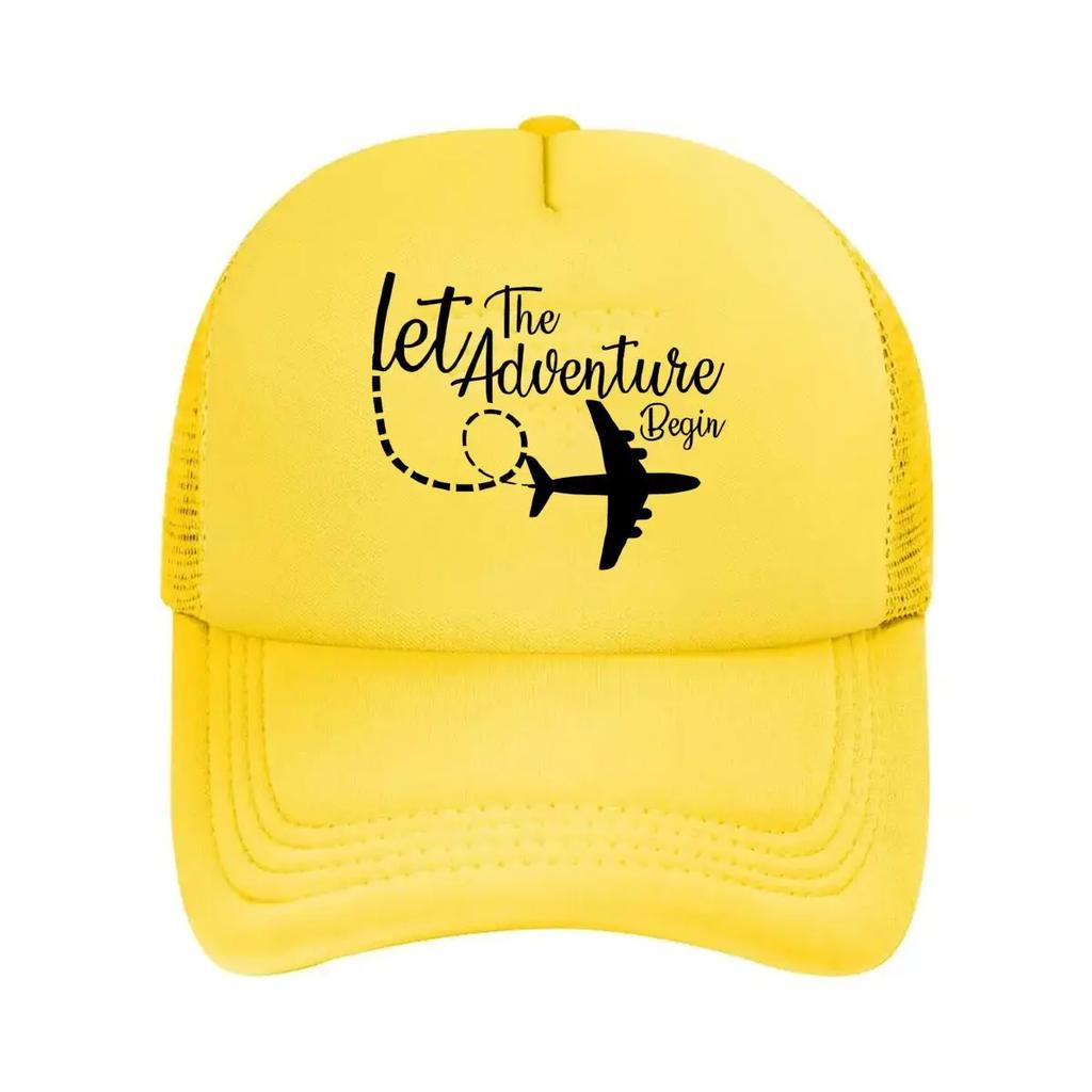 Inspirational Travel Motif Let The Adventure Begin Mesh Baseball Cap