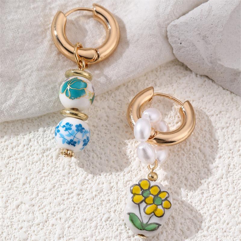 Included Geometric Pearl Drop Earrings For Women With Copper Material And Unique Shape
