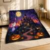 Moonlit Haunted Castle Coral Fleece Blanket Gothic Halloween