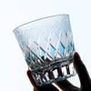 Sky Blue Edo Kiriko Japanese Style Whiskey Glass Tumbler 11 Oz Old Fashioned Glasses Sky Blue Hand Carved  In Gift Box